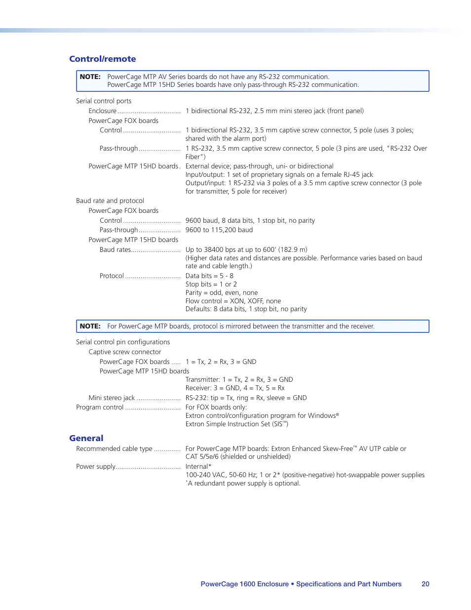 Extron Electronics PowerCage 1600 Enclosure User Guide User Manual | Page 26 / 32