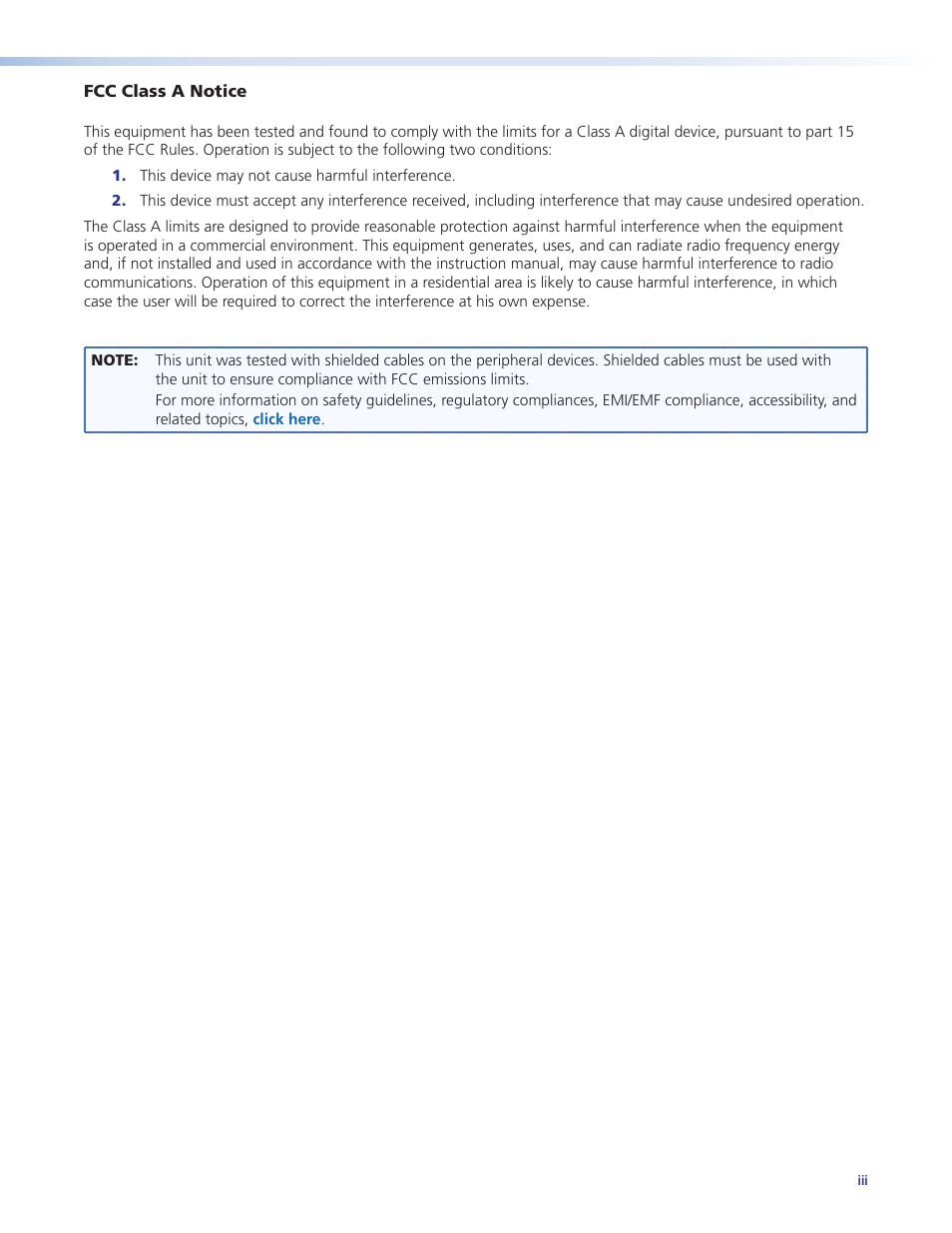 Fcc notice | Extron Electronics PowerCage 1600 Enclosure User Guide User Manual | Page 3 / 32