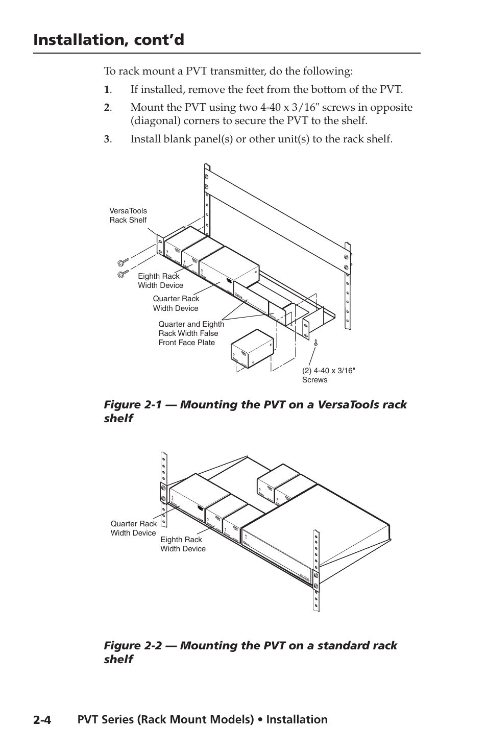Installation, cont’d, Furniture mounting, Figure 2-3 — mounting the pvt under a desk | Extron Electronics PVT SW RGB User Manual | Page 16 / 32