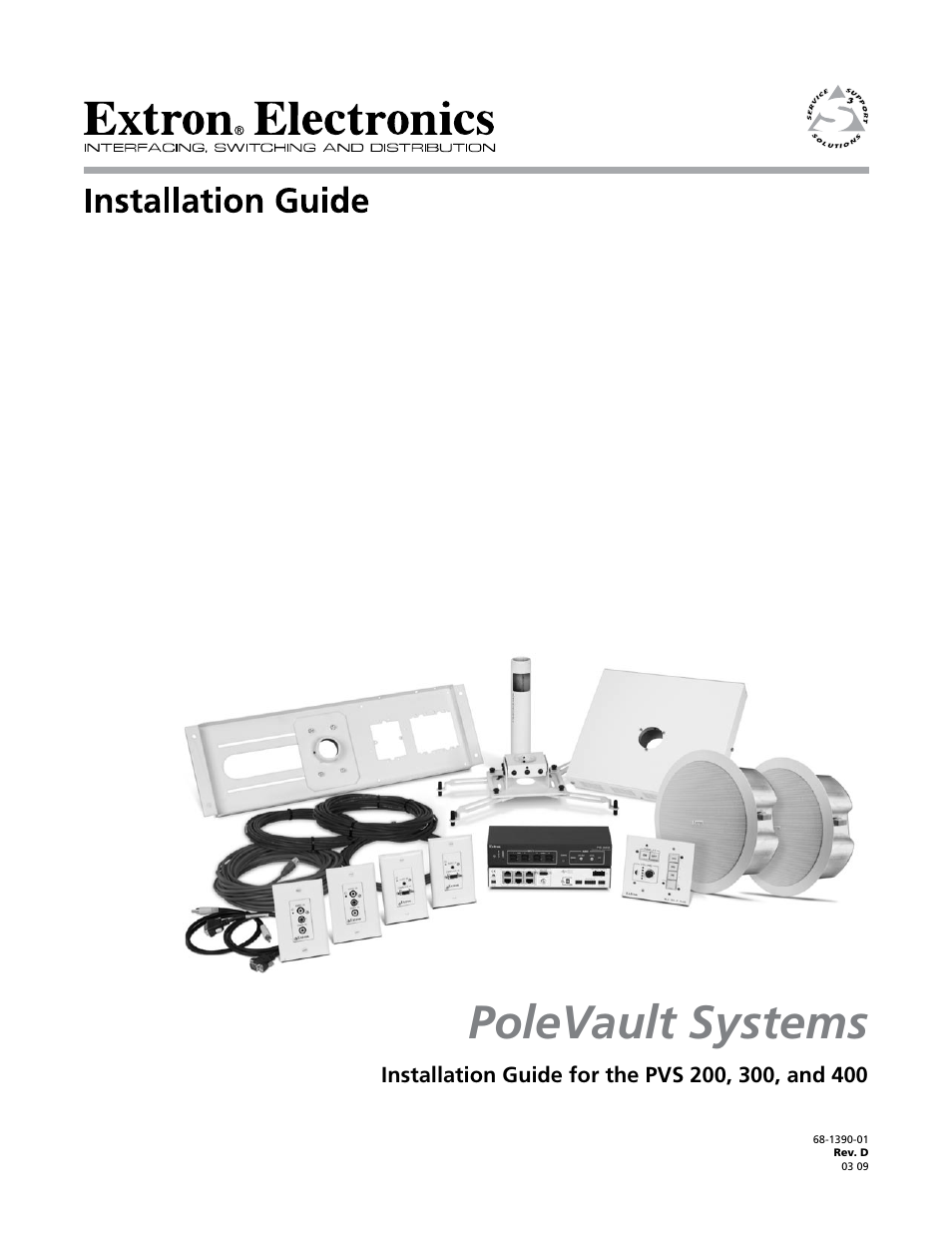 Extron Electronics PoleVault Systems PVS 200, 300, and 400 User Manual | 50 pages