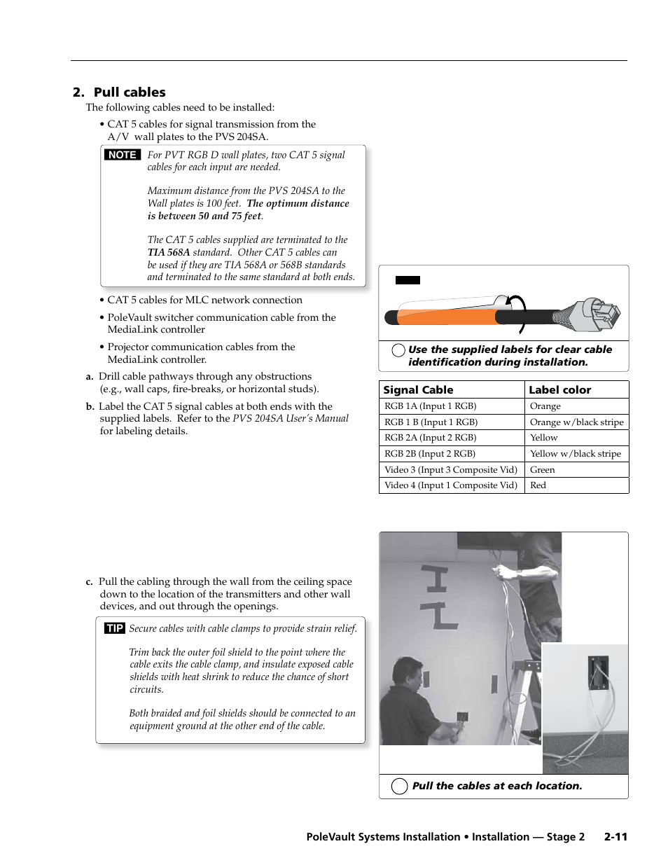 Pull cables | Extron Electronics PoleVault Systems PVS 200, 300, and 400 User Manual | Page 23 / 50