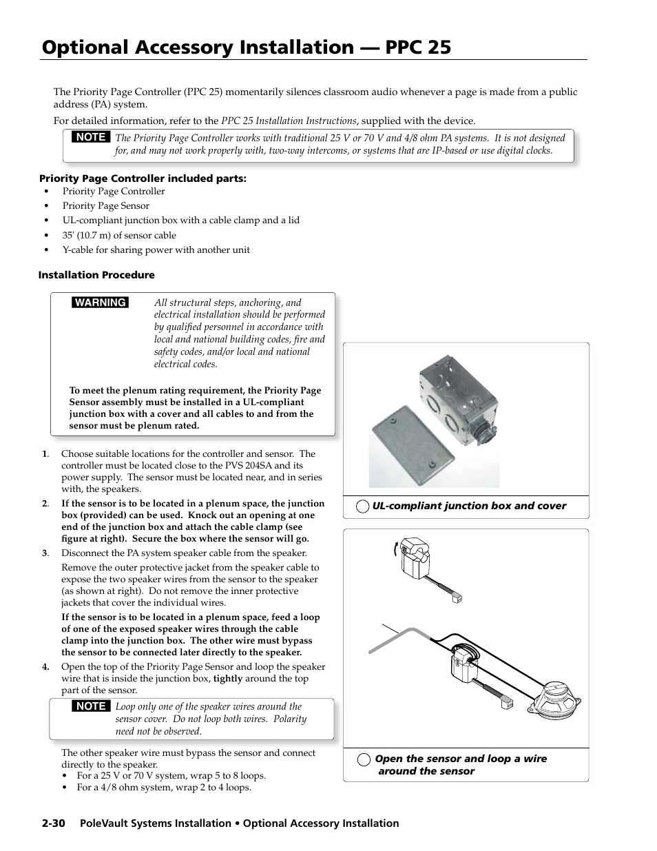 Optional accessory installation - ppc 25, Optional accessory installation — ppc 25 | Extron Electronics PoleVault Systems PVS 200, 300, and 400 User Manual | Page 42 / 50