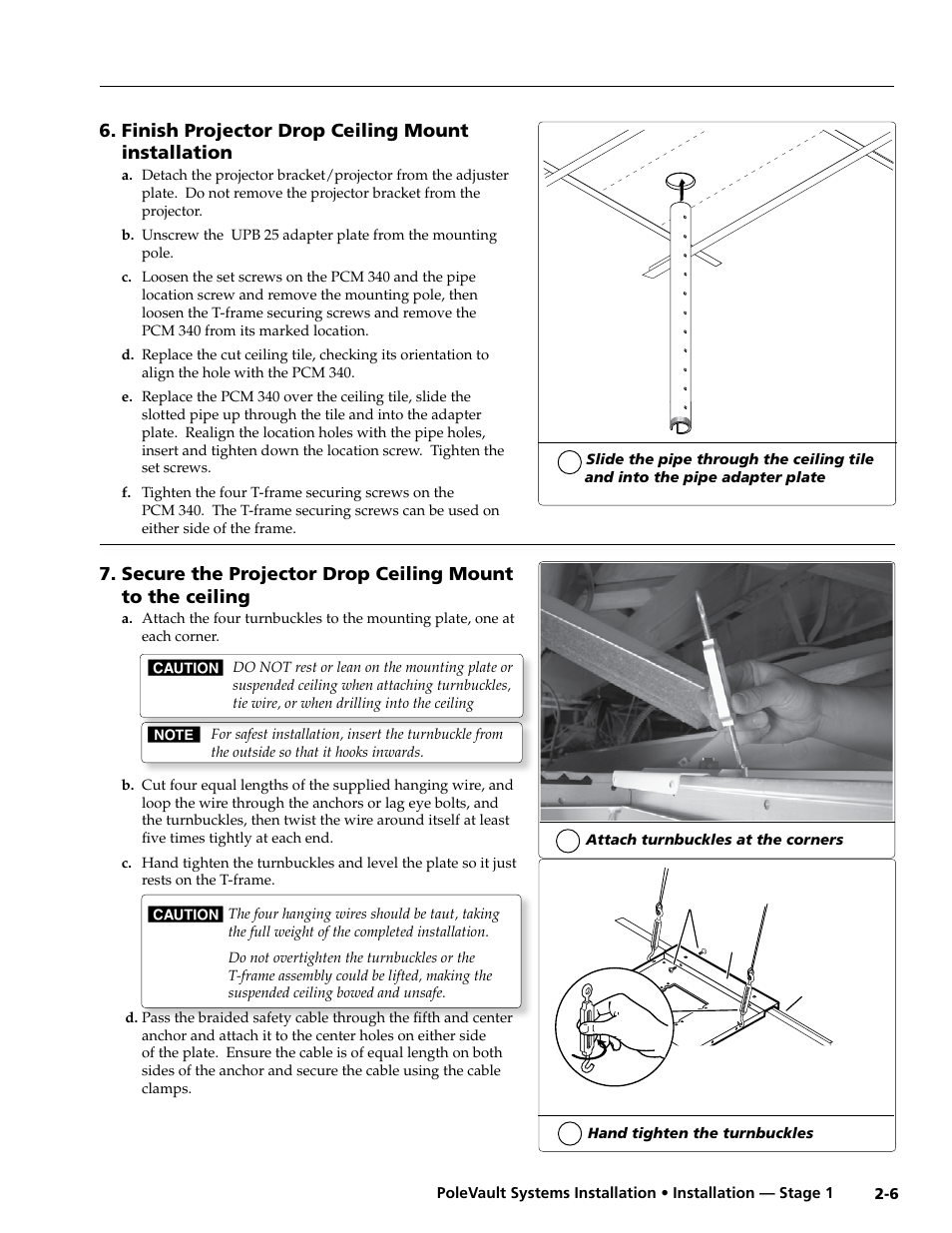 Finish projector drop ceiling mount installation | Extron Electronics PoleVault Systems PVS 305SA User Manual | Page 17 / 46