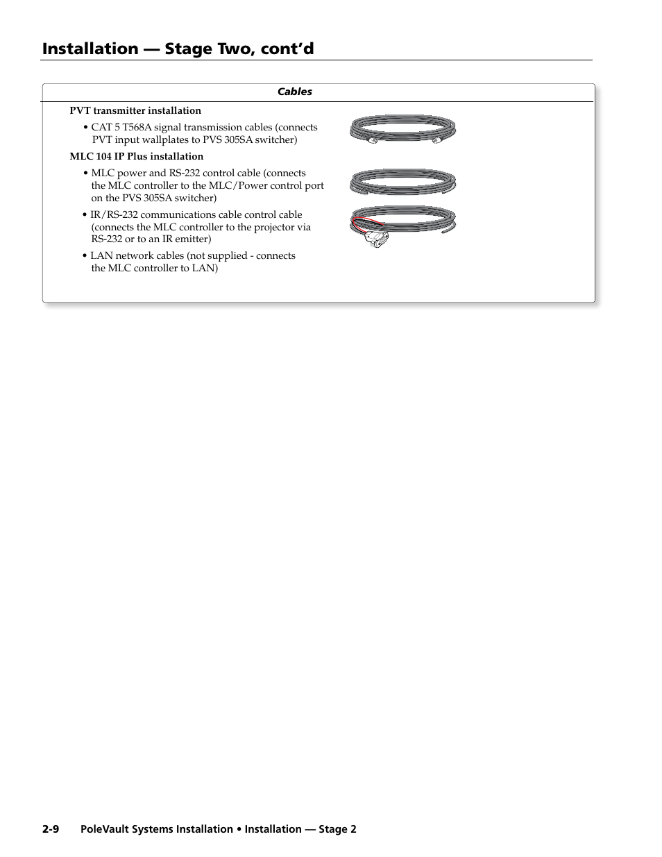 Installation — stage two, cont’d | Extron Electronics PoleVault Systems PVS 305SA User Manual | Page 20 / 46