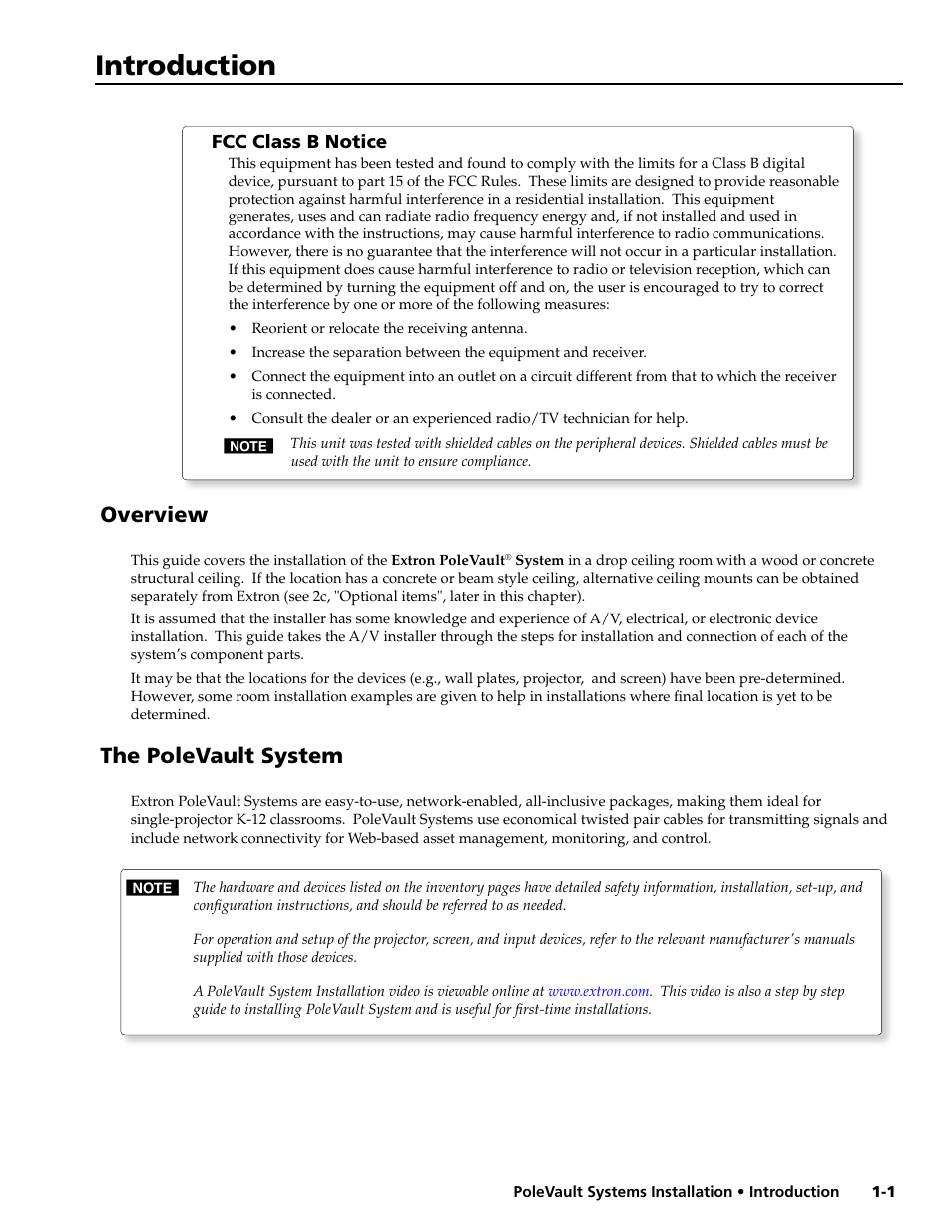 Introduction, Overview, The polevault system | Extron Electronics PoleVault Systems PVS 305SA User Manual | Page 3 / 46