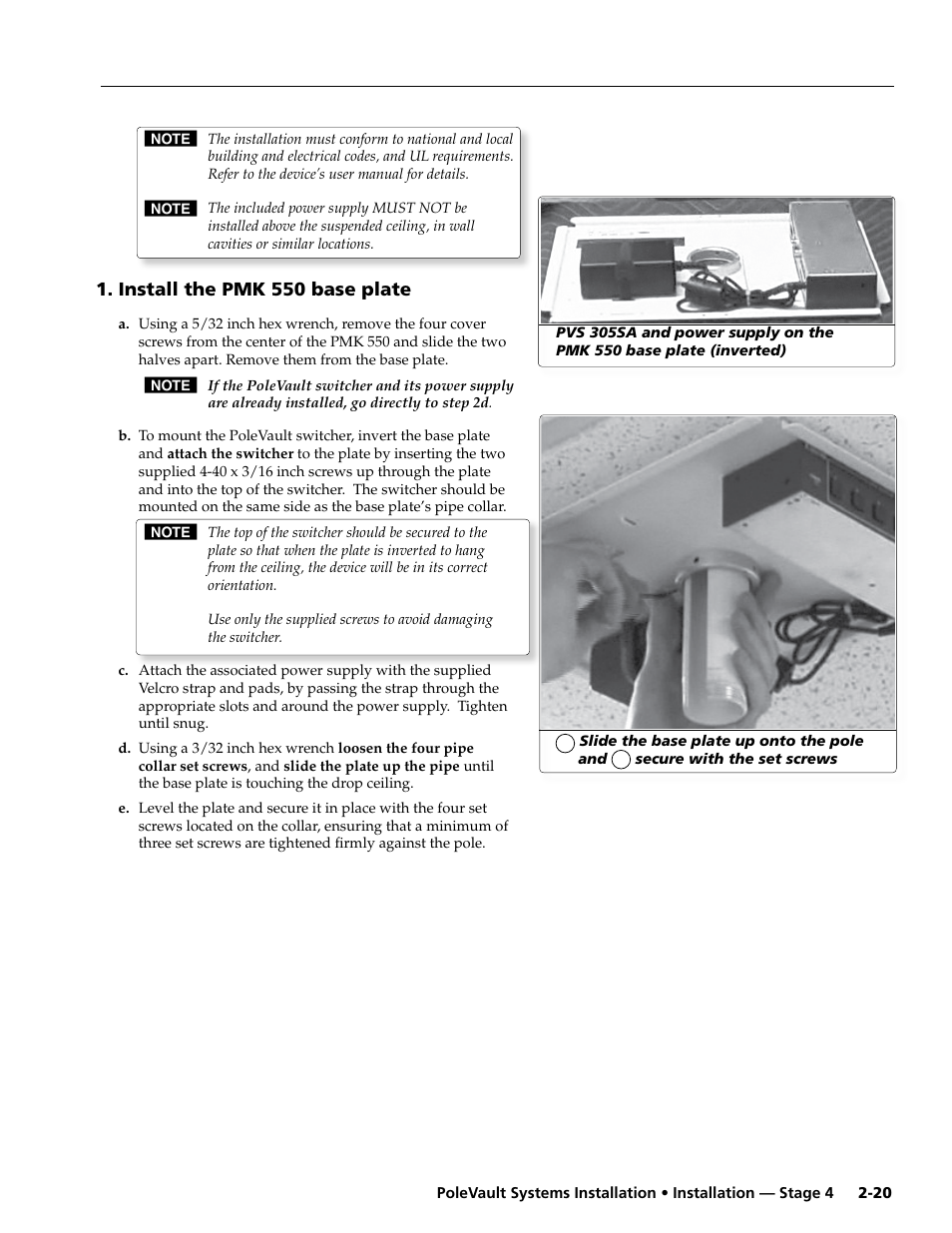 Install the pmk 550 base plate | Extron Electronics PoleVault Systems PVS 305SA User Manual | Page 31 / 46