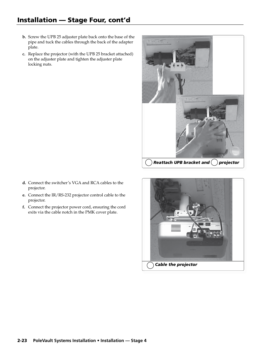 Installation — stage four, cont’d | Extron Electronics PoleVault Systems PVS 305SA User Manual | Page 34 / 46