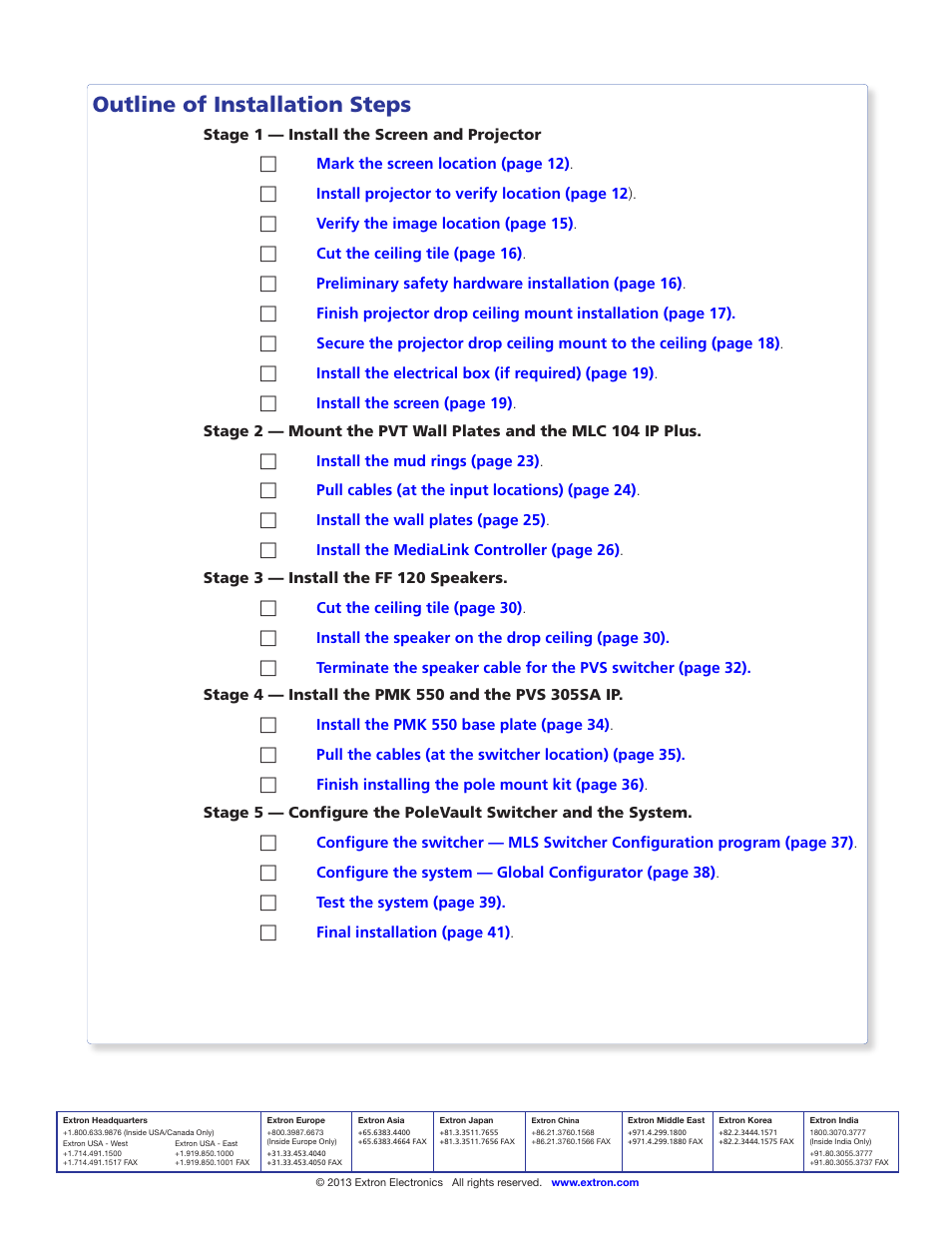 Outline of installation steps | Extron Electronics PoleVault IP Systems PVS 305SA IP User Manual | Page 52 / 52