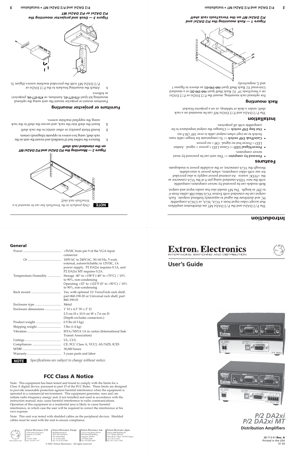 Extron Electronics P-2 DA2xi MT User Guide User Manual | 3 pages