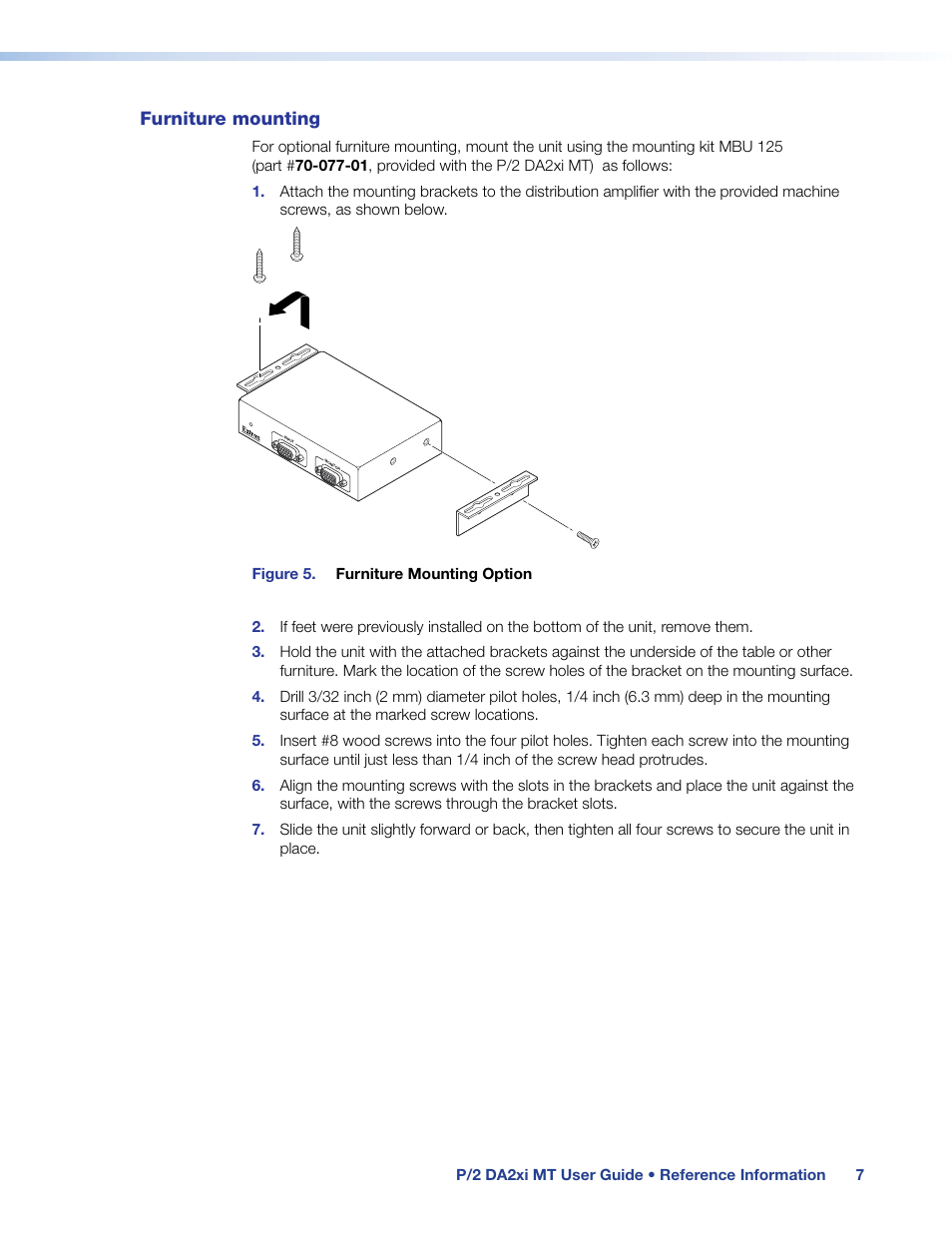 Furniture mounting | Extron Electronics P-2 DA2xi MT User Guide Rev. G User Manual | Page 12 / 14