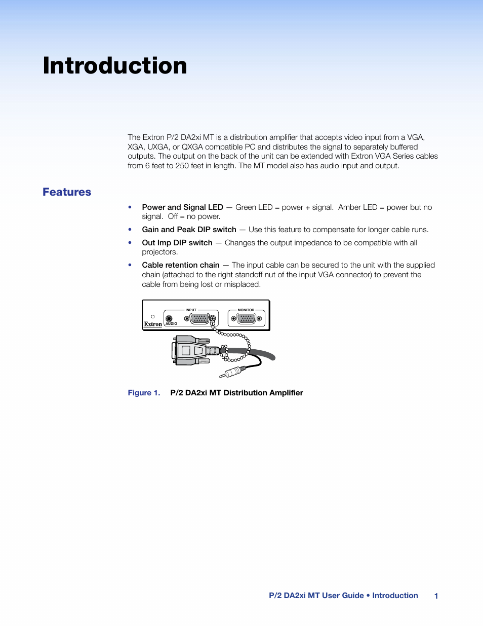 Introduction, Features | Extron Electronics P-2 DA2xi MT User Guide Rev. G User Manual | Page 6 / 14