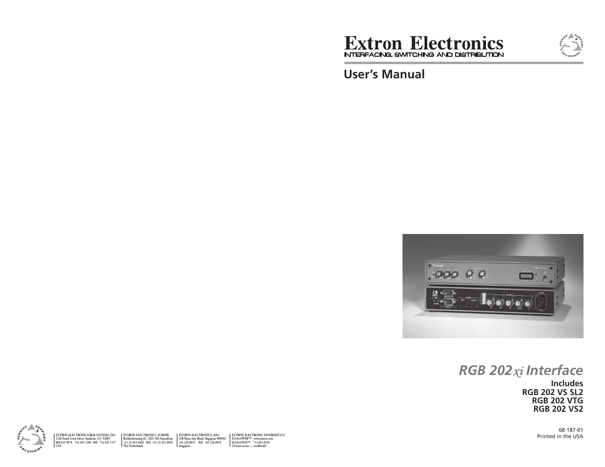 Extron Electronics RGB 202xi User Guide Rev. E User Manual | 24 pages