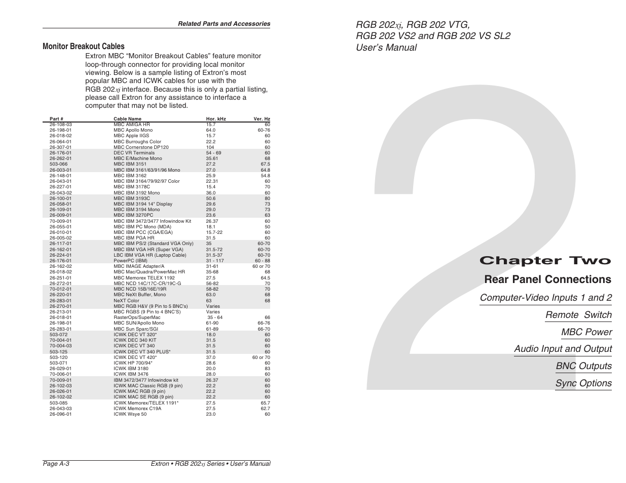 Chapter two rear panel connections | Extron Electronics RGB 202xi User Guide Rev. E User Manual | Page 13 / 24