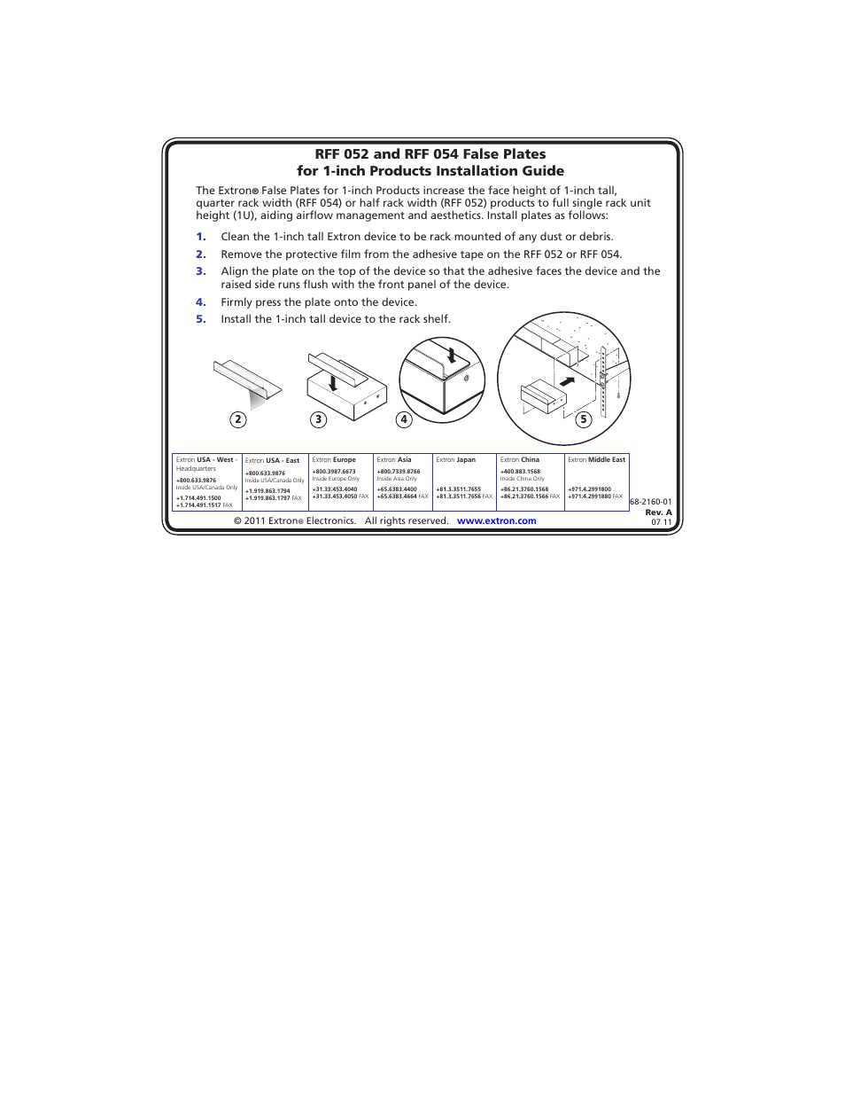Extron Electronics RFF 054 User Manual | 1 page