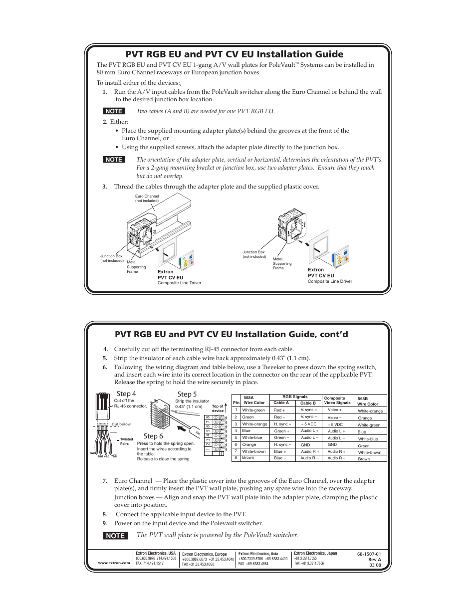 Extron Electronics PVT CV EU Installation User Manual | 1 page