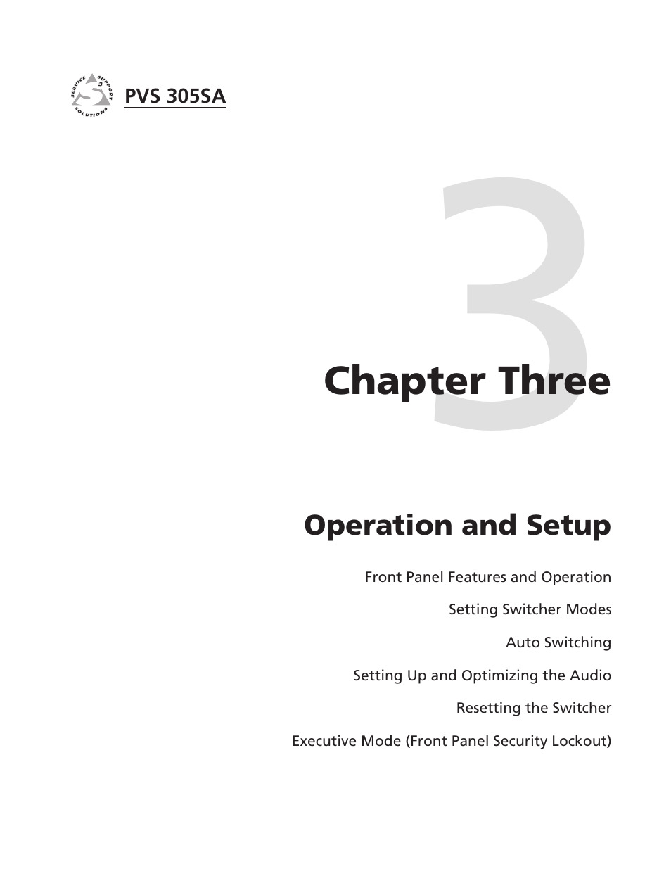 Chapter three, Operation and setup, Chapter three • operation and setup | Extron Electronics PVS 305SA User Guide User Manual | Page 23 / 56