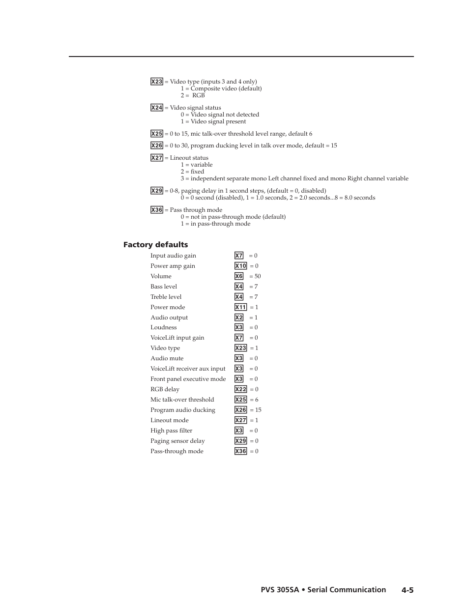 Factory defaults, Factory defaults -5, Preliminar y preliminar y | Extron Electronics PVS 305SA User Guide User Manual | Page 33 / 56