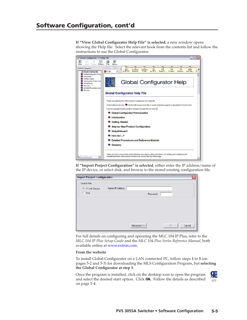 Software configuration, cont’d | Extron Electronics PVS 305SA User Guide User Manual | Page 45 / 56