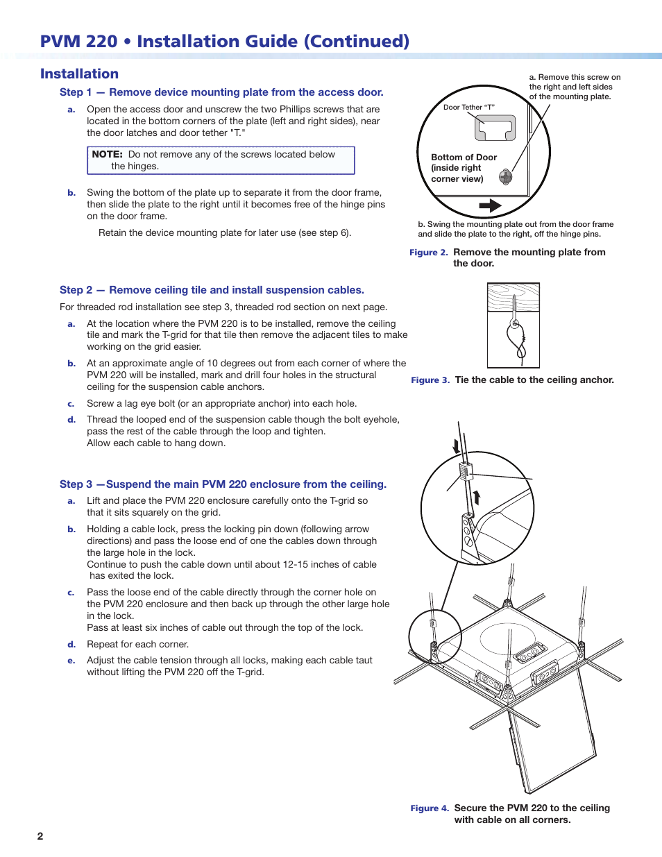 Pvm 220 • installation guide (continued), Installation | Extron Electronics PVM 220 Installation User Manual | Page 2 / 6