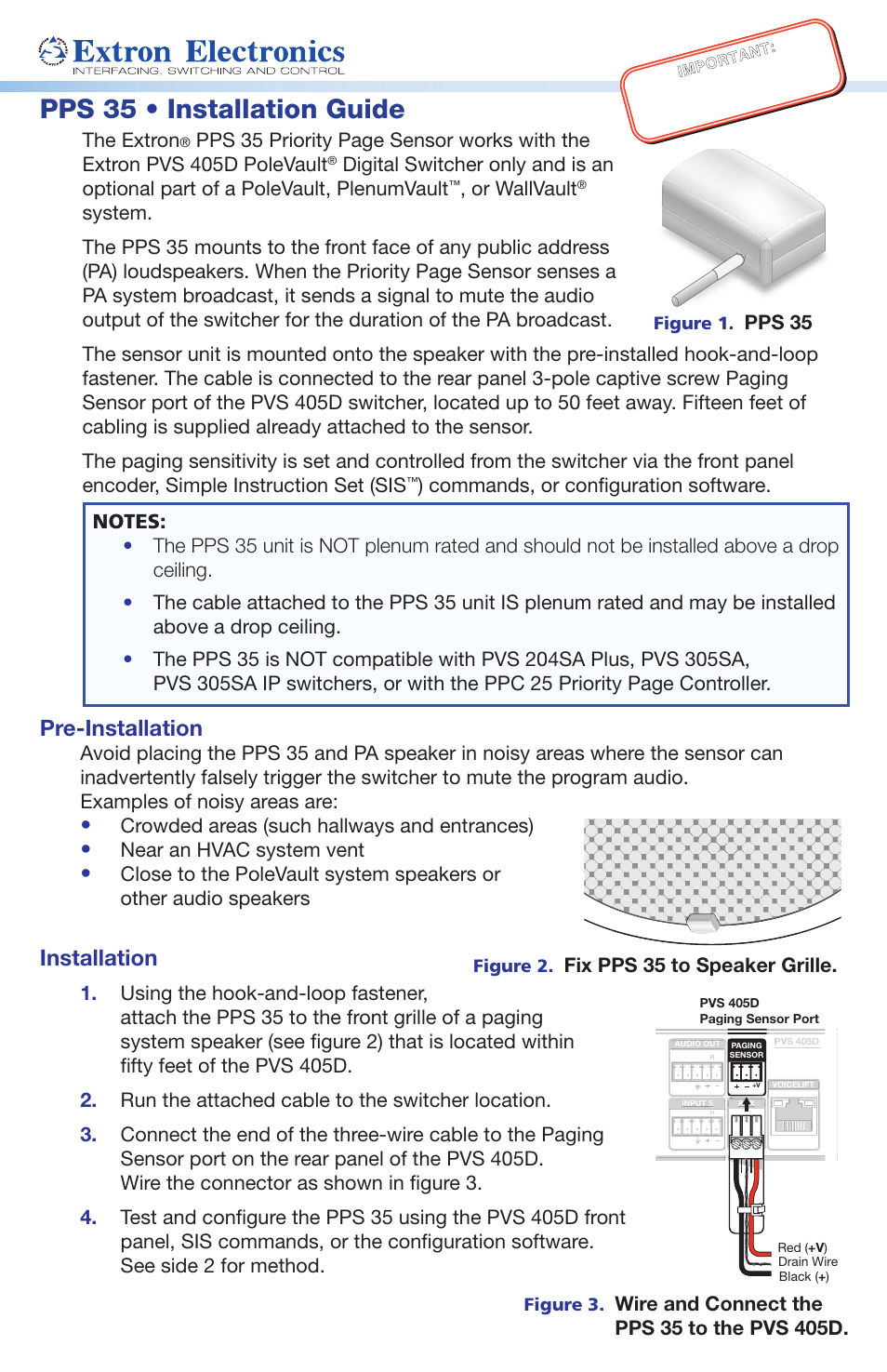 Extron Electronics PPS 35 Installation User Manual | 2 pages