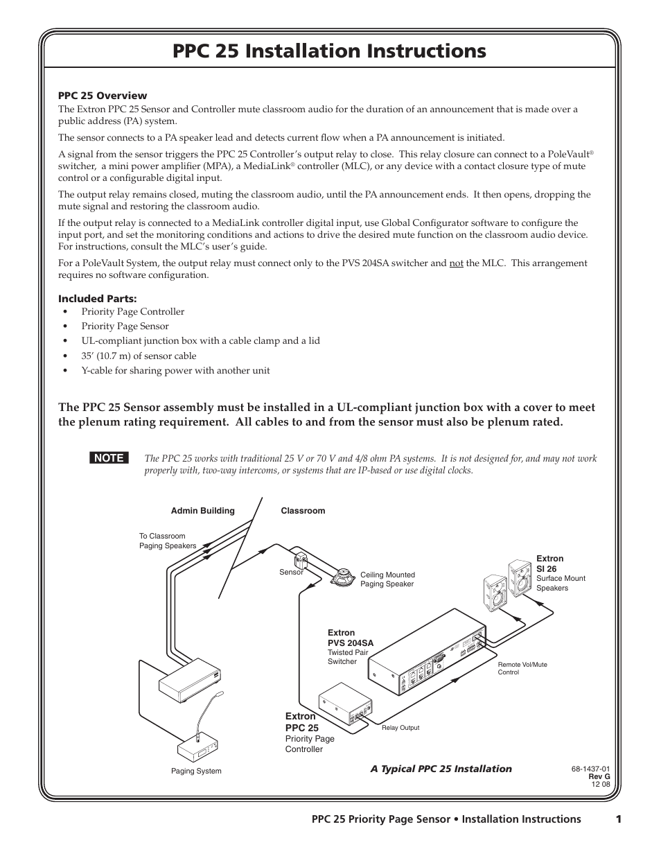 Extron Electronics PPC 25 Installation User Manual | 4 pages