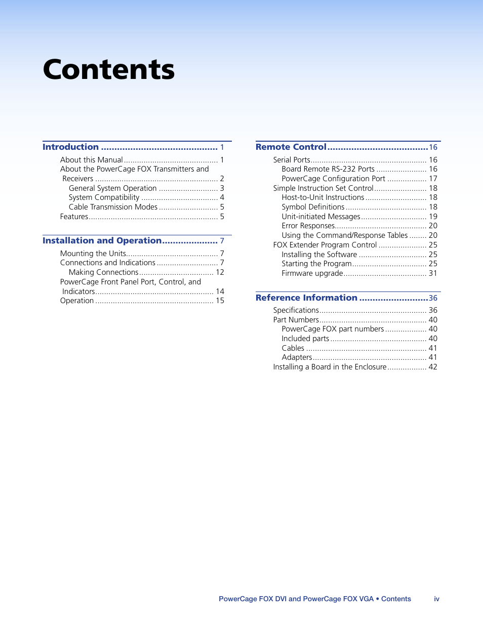 Extron Electronics PowerCage FOX Tx_Rx DVI Plus User Guide User Manual | Page 4 / 48