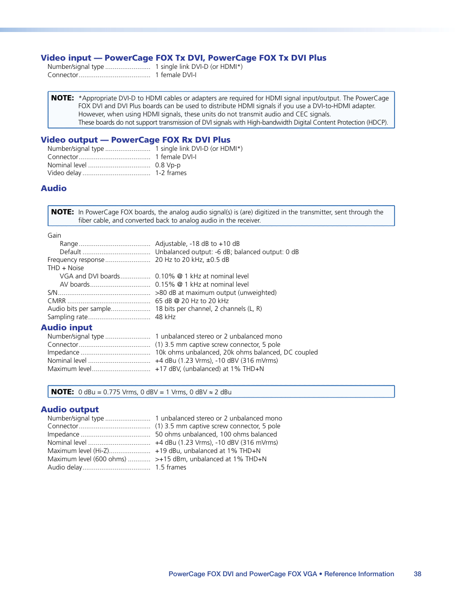 Extron Electronics PowerCage FOX Tx_Rx DVI Plus User Guide User Manual | Page 43 / 48