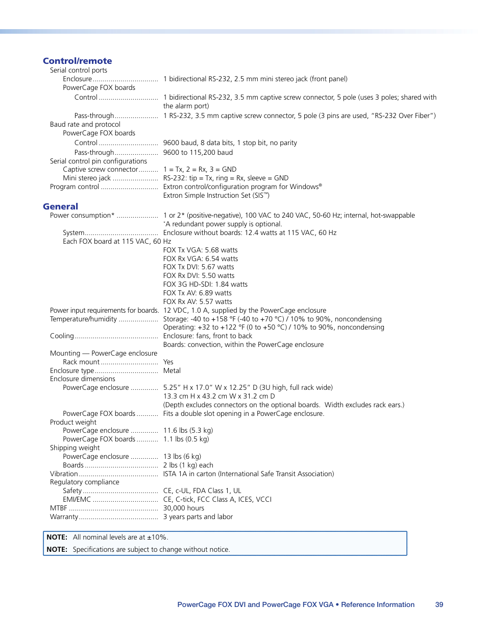Extron Electronics PowerCage FOX Tx_Rx DVI Plus User Guide User Manual | Page 44 / 48