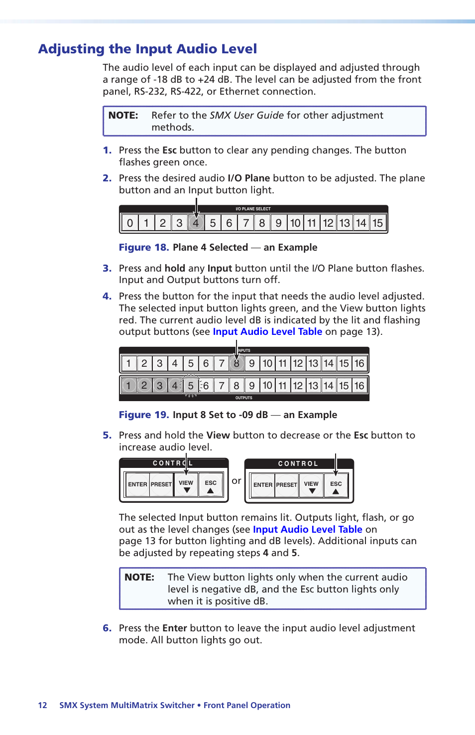 Adjusting the input audio level | Extron Electronics SMX System Setup Guide User Manual | Page 18 / 48