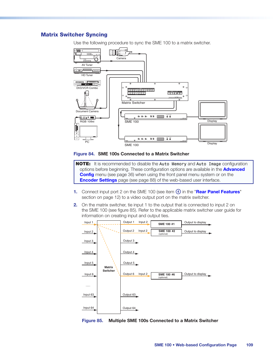 Matrix switcher syncing | Extron Electronics SME 100 User Guide User Manual | Page 115 / 185