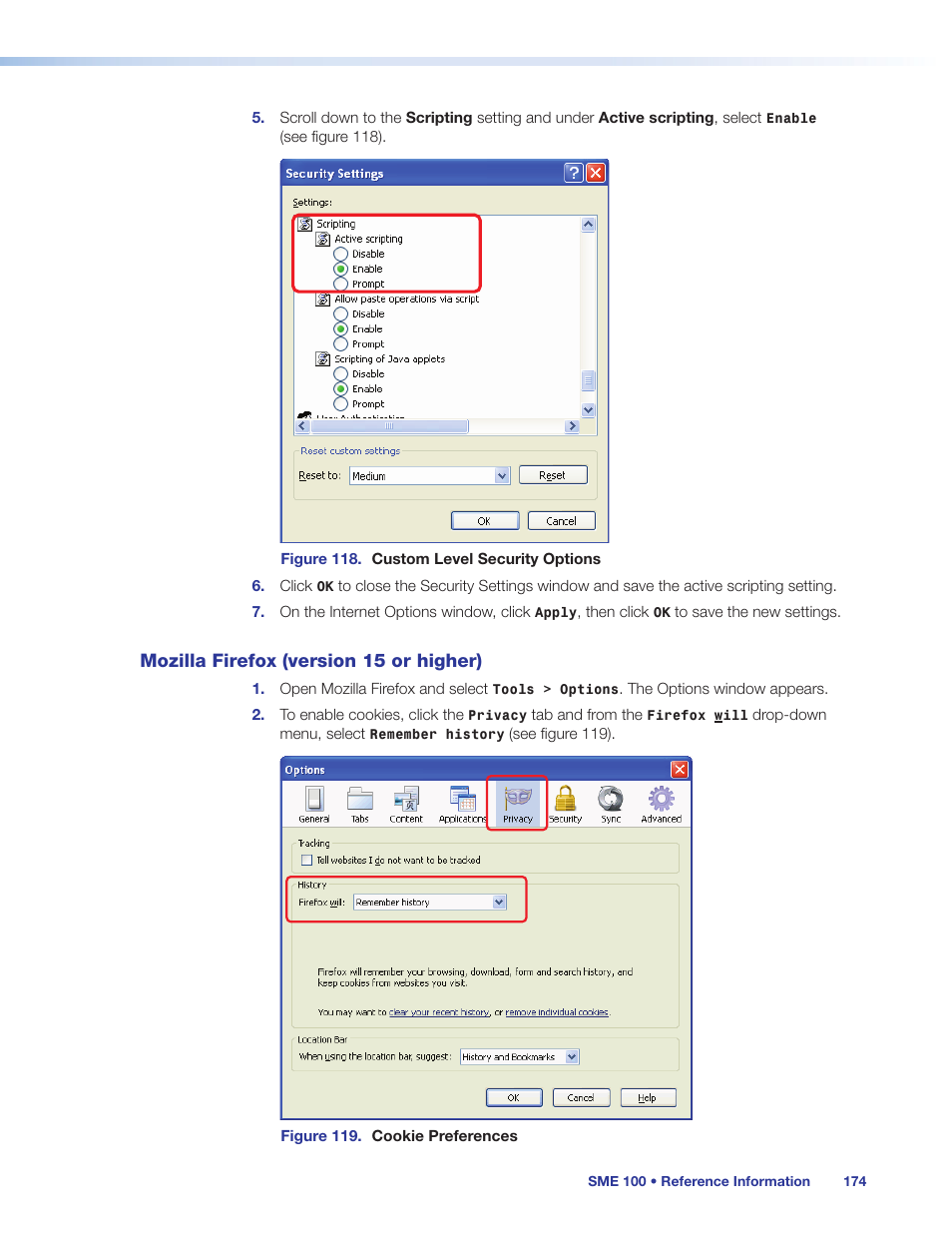 Mozilla firefox (version 15 or higher) | Extron Electronics SME 100 User Guide User Manual | Page 180 / 185