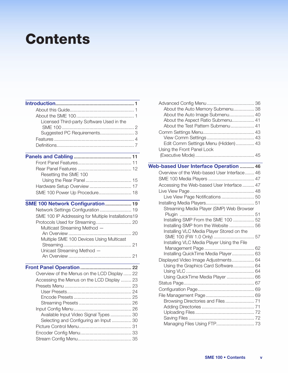 Extron Electronics SME 100 User Guide User Manual | Page 5 / 185