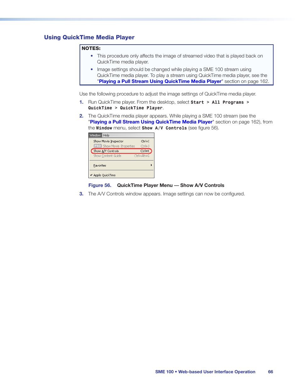 Using quicktime media player | Extron Electronics SME 100 User Guide User Manual | Page 72 / 185