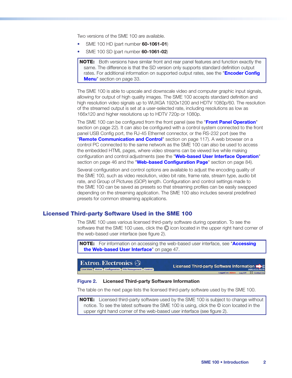 Licensed third-party software used in the sme 100, Licensed third-party software used in the, Sme 100 | Extron Electronics SME 100 User Guide User Manual | Page 8 / 185