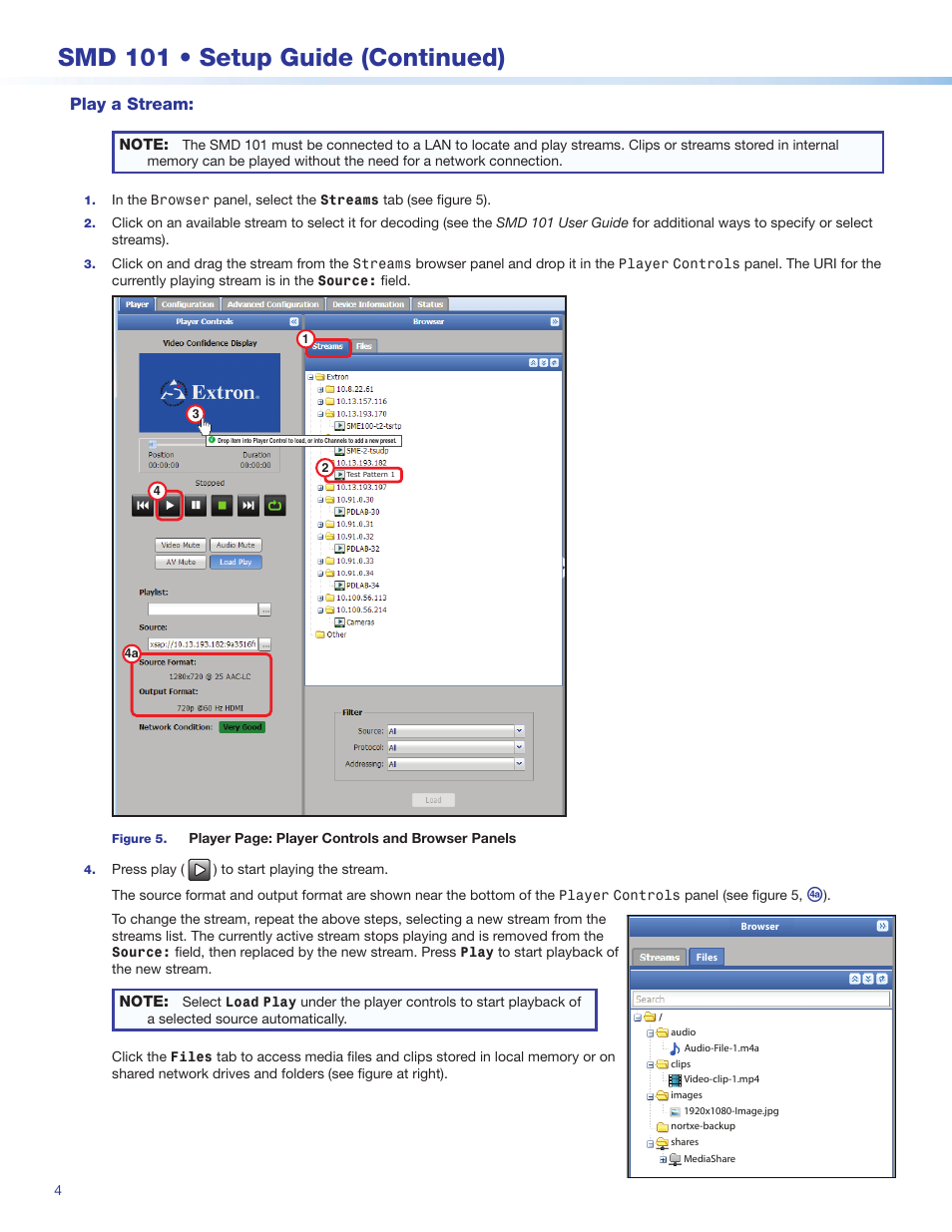 Smd 101 • setup guide (continued), Play a stream | Extron Electronics SMD 101 Setup Guide User Manual | Page 4 / 8