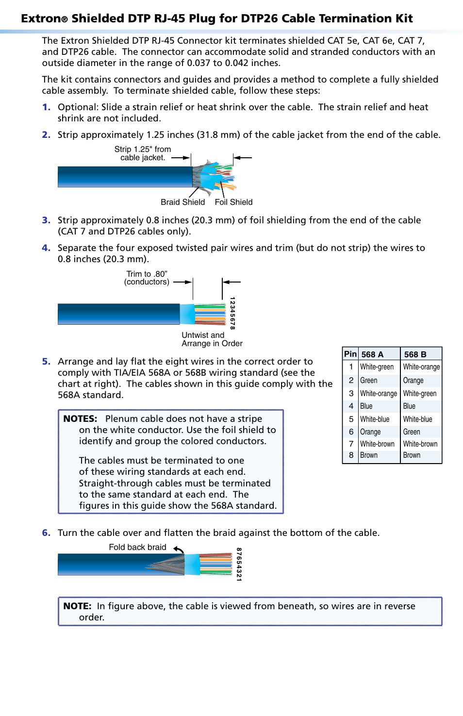 Extron Electronics Extron Shielded DTP RJ-45 Plug for DTP26 Cable User Manual | 2 pages