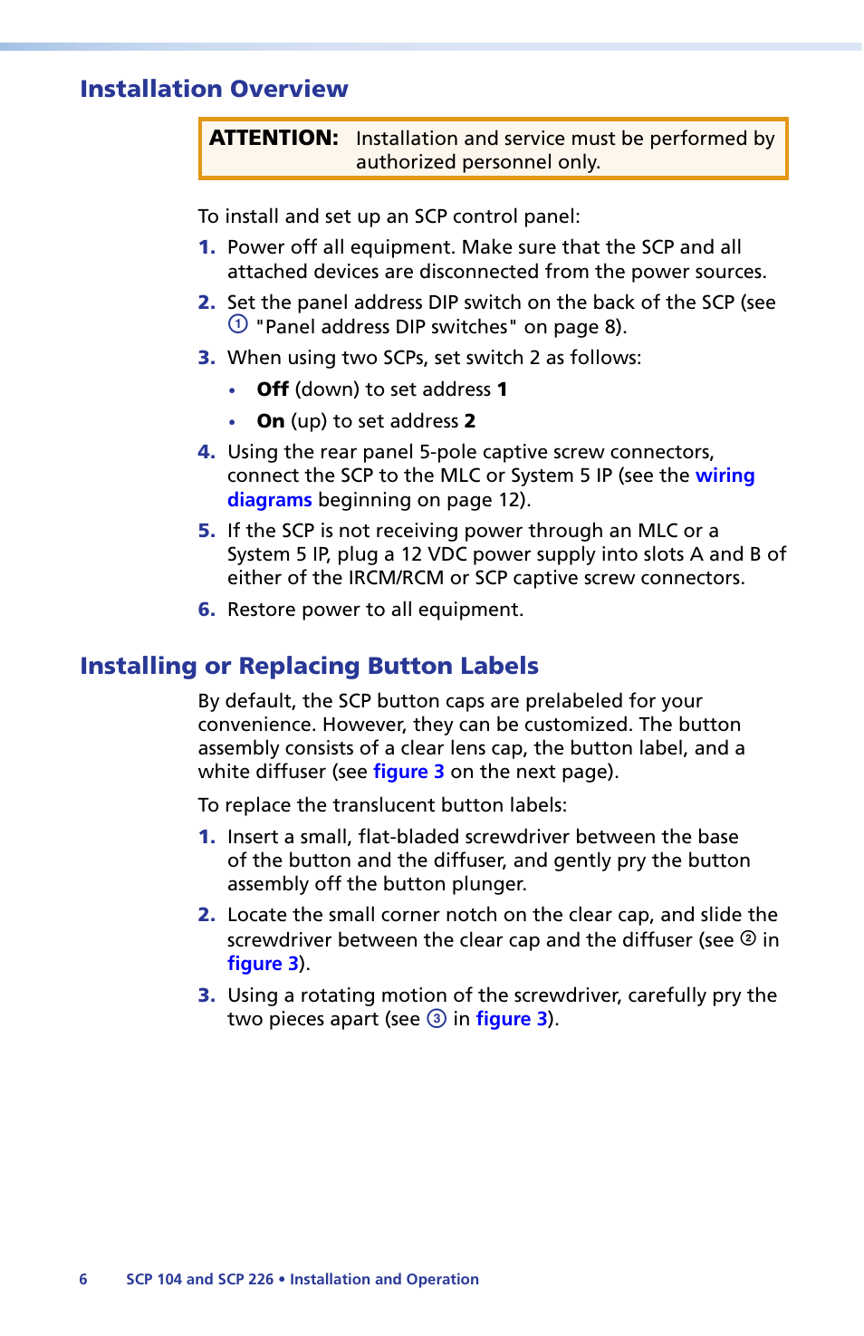 Installation overview, Installing or replacing button labels, Labels | Extron Electronics SCP 104 Series User Guide User Manual | Page 12 / 60