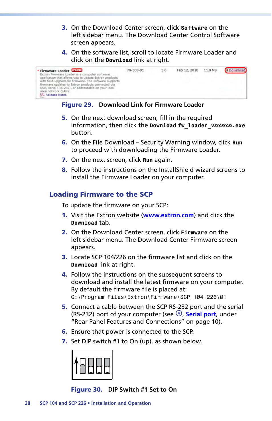 Loading firmware to the scp | Extron Electronics SCP 104 Series User Guide User Manual | Page 34 / 60