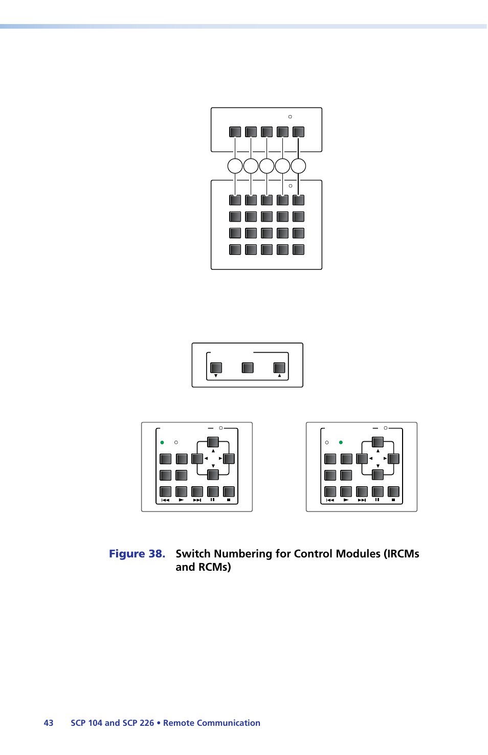 Ufig_button and switch numbering, Button/switch numbering examples | Extron Electronics SCP 104 Series User Guide User Manual | Page 49 / 60