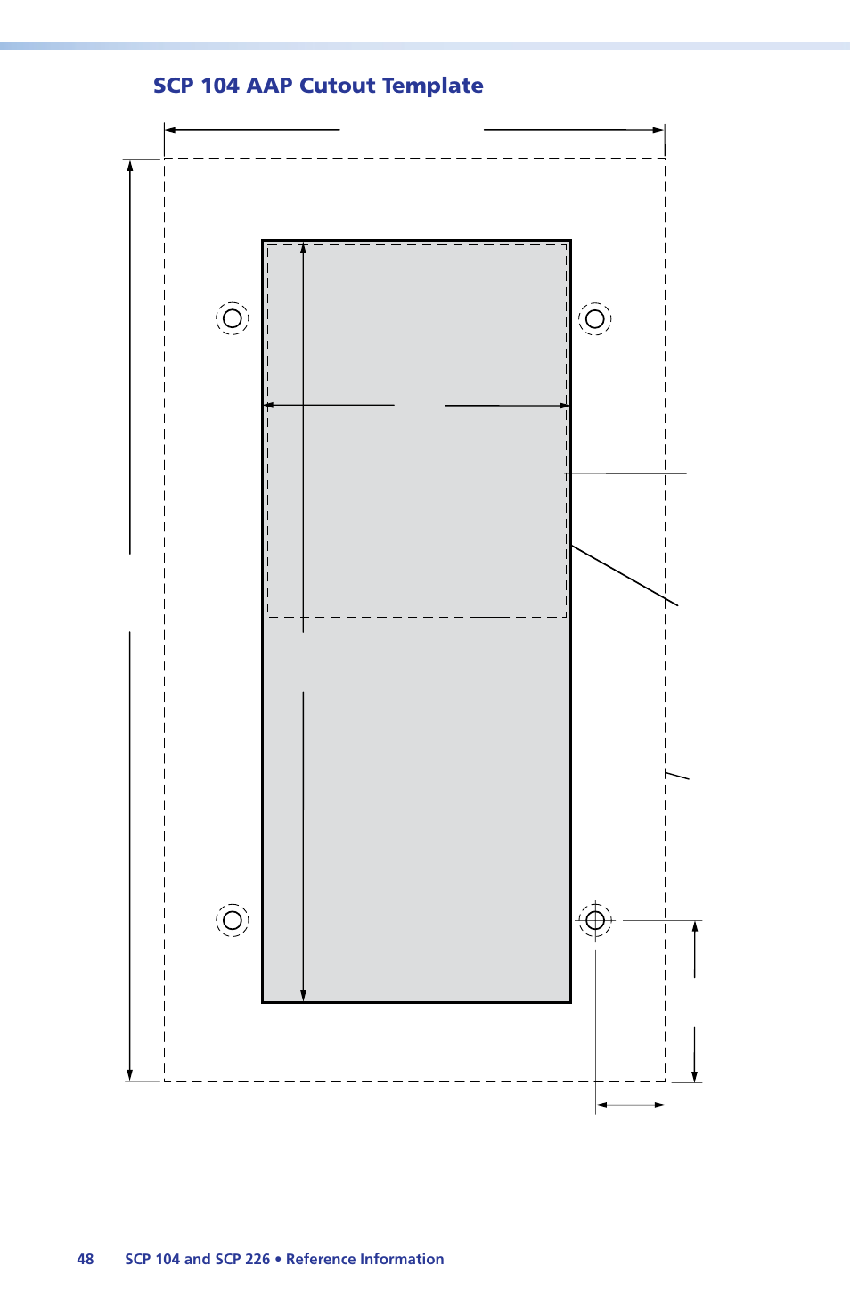 Scp 104 aap cutout template, Scp 104 aap, Template is not full size | Extron Electronics SCP 104 Series User Guide User Manual | Page 54 / 60