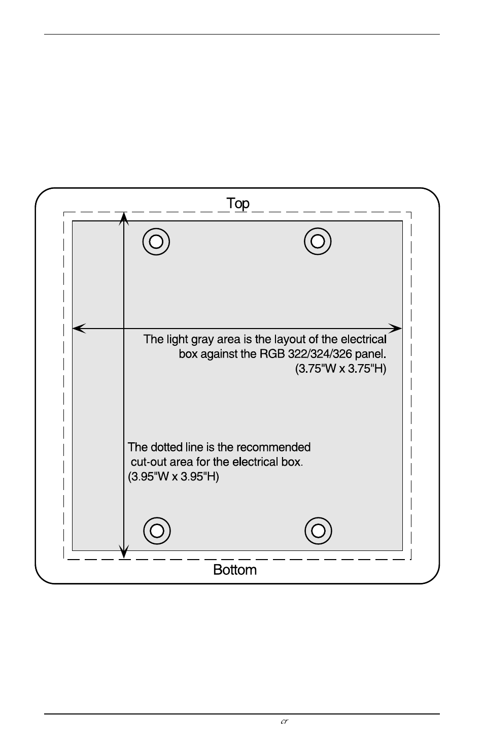 Cutout template (drawn to scale) | Extron Electronics SCP 100 Control Pad User Guide User Manual | Page 14 / 14