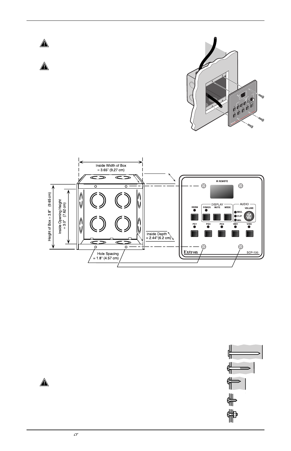 Electrical wall boxes | Extron Electronics SCP 100 Control Pad User Guide User Manual | Page 7 / 14