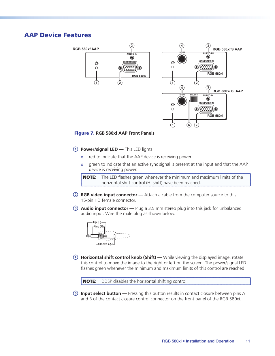 Aap device features | Extron Electronics RGB 580xi User Guide User Manual | Page 15 / 33
