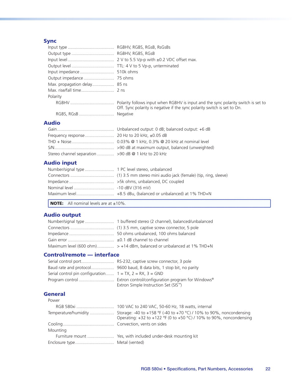 Extron Electronics RGB 580xi User Guide User Manual | Page 26 / 33