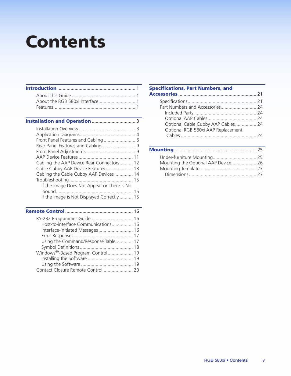 Extron Electronics RGB 580xi User Guide User Manual | Page 4 / 33