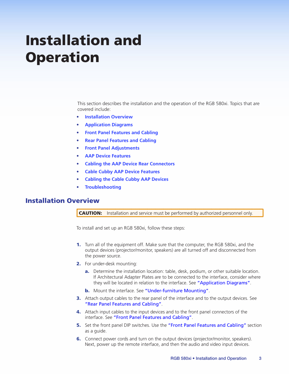 Installation and operation, Installation overview | Extron Electronics RGB 580xi User Guide User Manual | Page 7 / 33