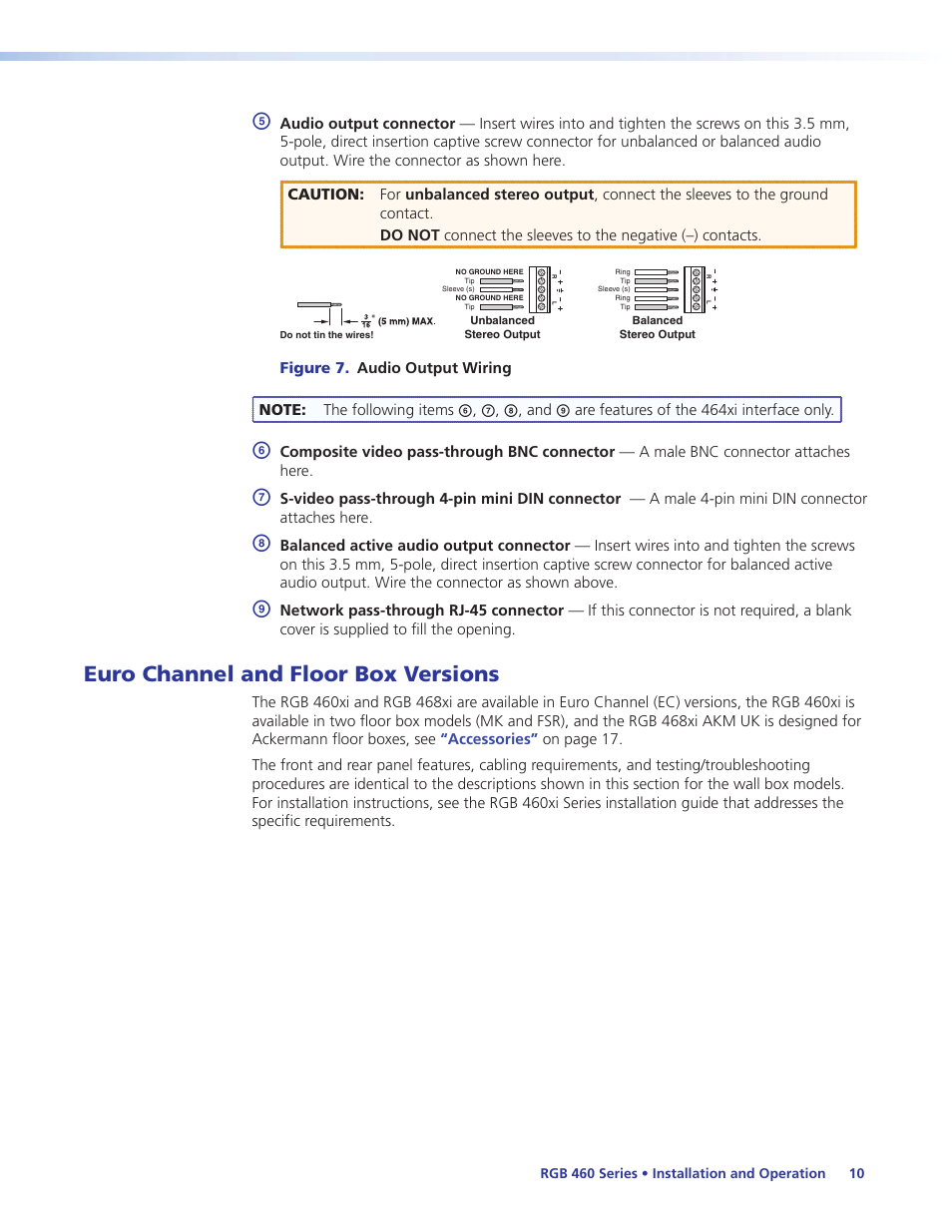 Euro channel and floor box versions | Extron Electronics RGB 460xi Series User Guide User Manual | Page 16 / 25
