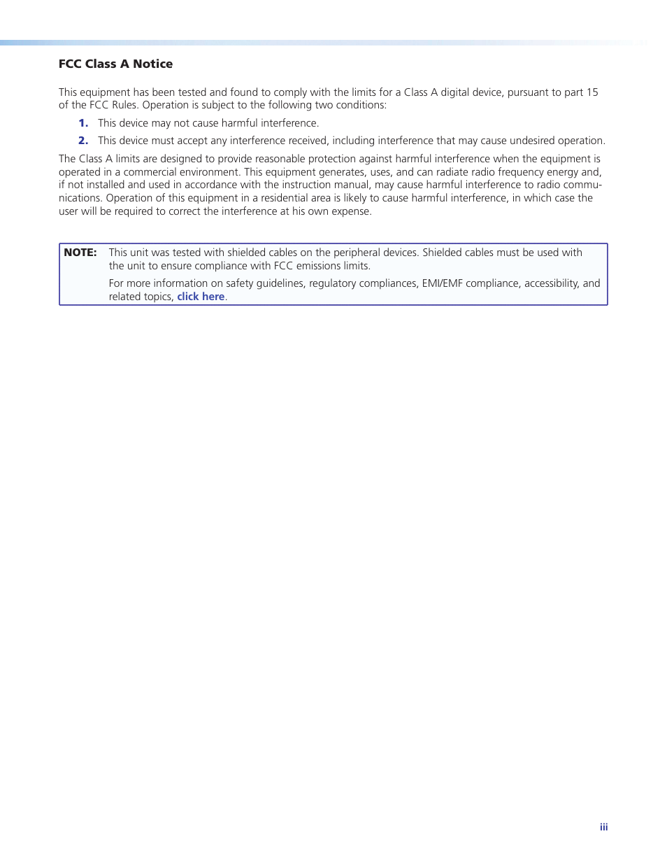 Fcc, copyright, and trademark information | Extron Electronics RGB 460xi Series User Guide User Manual | Page 3 / 25