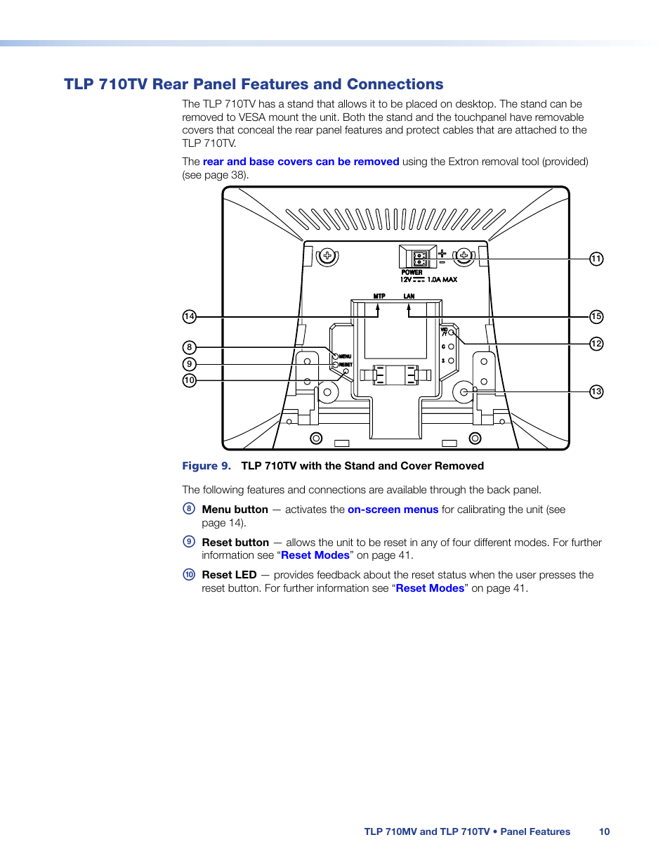 Tlp 710tv rear panel features and connections, Tlp 710tv rear panel features and, Connections | Extron Electronics TLP 710TV User Guide User Manual | Page 16 / 49