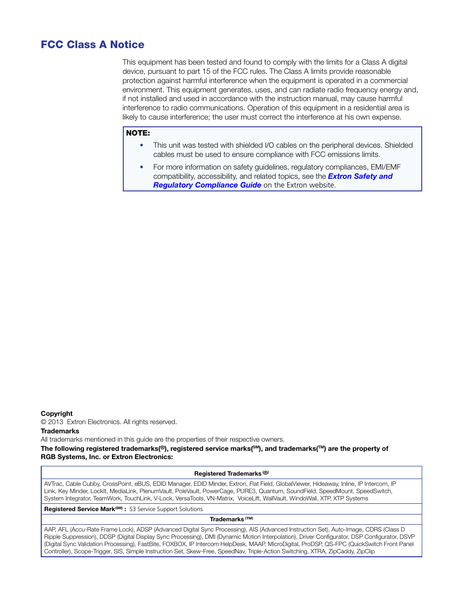 Fcc class a notice | Extron Electronics TLP 710TV User Guide User Manual | Page 3 / 49